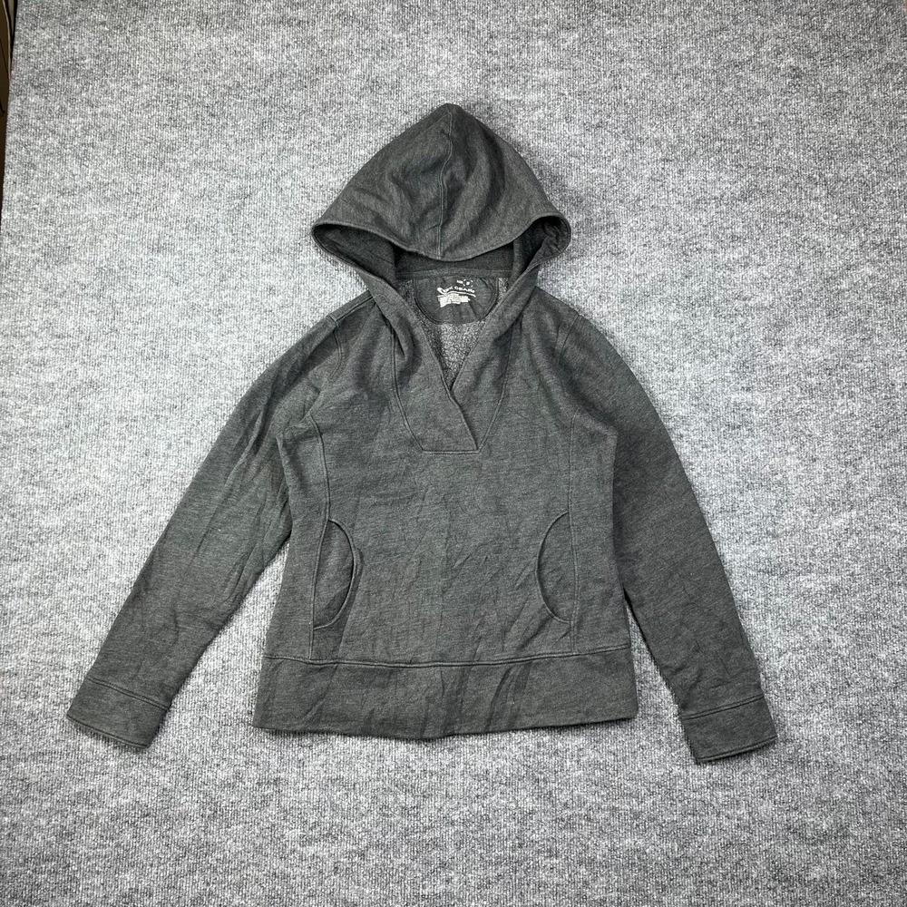 Tek Gear Hoodie Womens Small Gray Cotton Fleece V Neck Running Trail Athleisure